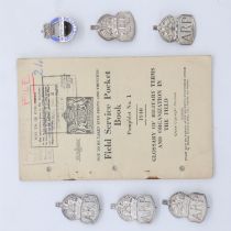 A collection of hallmarked silver ARP badges and buttonholes, an enamelled Civil Defence Instructors