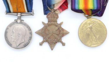 WWI medal group (pair and 1914-15 star), named to 13195 Private T O'Leary, South Lancs Regiment.