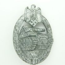 German Panzer badge, silver grade. UK P&P Group 1 (£16+VAT for the first lot and £2+VAT for