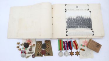 A brothers collection of WWII Royal Engineers medals, badges and pips, to 2737760 G Kinsey and