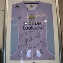 Manchester City FC 2007-8 squad signed shirt (17 signatures), professionally framed. Not available