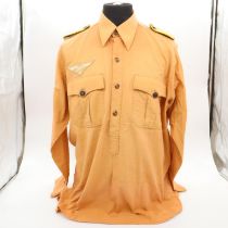 WWII German Luftwaffe tropical Afrika Korps long sleeve service shirt with embroidered insignia,