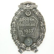 NSKK 1933 dated automobile badge, makers stamp Rob Neff Berlin. UK P&P Group 1 (£16+VAT for the