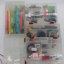 Four tackle organisers with contents together with two empty examples. UK P&P Group 2 (£20+VAT for