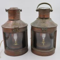 Meteorite & Telford Grier Mackay Co. copper port and starboard ship lamps converted to electric,