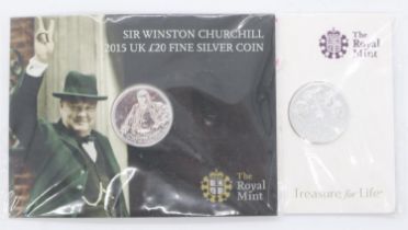 Two silver bullion sealed £20 coins, uncirculated. UK P&P Group 0 (£6+VAT for the first lot and £1+