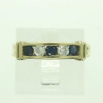 9ct gold ring set with sapphires and cubic zirconia, size O, 2.2g. UK P&P Group 0 (£6+VAT for the