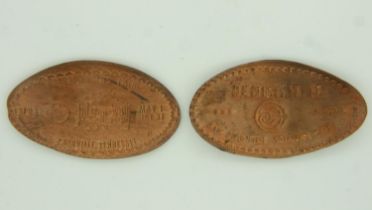 Two pressed copper coins for the 1982 Worlds Fair. UK P&P Group 1 (£16+VAT for the first lot and £