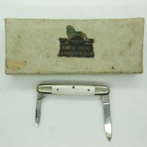 Twin bladed penknife, boxed, for the British Empire Exhibition 1924. UK P&P Group 1 (£16+VAT for the