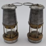 The Wolf Safety Lamp Company pair of Sunderland used miners lamps, H: 21 cm. UK P&P Group 2 (£20+VAT
