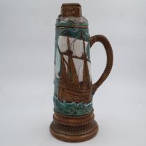 Large Arts & Crafts covered jug, H: 45 cm, no cracks or chips. UK P&P Group 3 (£30+VAT for the first