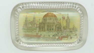 Pan American Exposition Buffalo New York Temple of Music glass paperweight, 100 x 70 mm. UK P&P