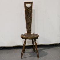 Oak spinning chair, H: 93 cm. Not available for in-house P&P