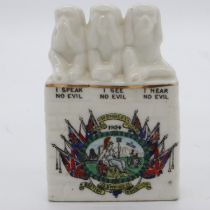 Arcadian crested ware three monkeys, for the 1926 British Empire Exhibition. UK P&P Group 1 (£16+VAT