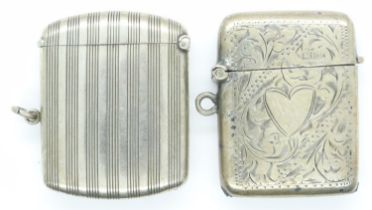 Two antique vesta cases including a hallmarked silver example. UK P&P Group 1 (£16+VAT for the first