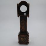 Copper and brass miniature longcase clock case, H: 35 cm. No repair, evidence of scuff marks,