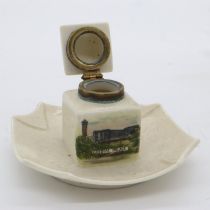 Ceramic Crystal Palace Exhibition inkwell, D: 10 cm. UK P&P Group 2 (£20+VAT for the first lot