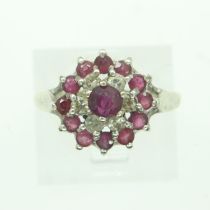 9ct gold ring set with rubies and diamonds, size K, 2.8g. UK P&P Group 0 (£6+VAT for the first lot