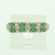 9ct gold emerald and diamond set ring, size P, 2.5g. UK P&P Group 0 (£6+VAT for the first lot and £