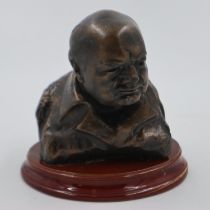 Winston Churchill bronzed bust, H: 19 cm. UK P&P Group 2 (£20+VAT for the first lot and £4+VAT for