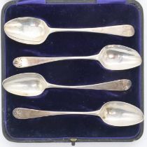 Four boxed Georgian hallmarked silver spoons, 48g. UK P&P Group 1 (£16+VAT for the first lot and £