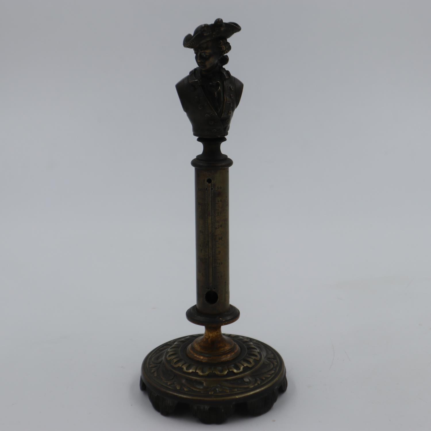 French bronze thermometer stand, H: 20 cm. UK P&P Group 2 (£20+VAT for the first lot and £4+VAT