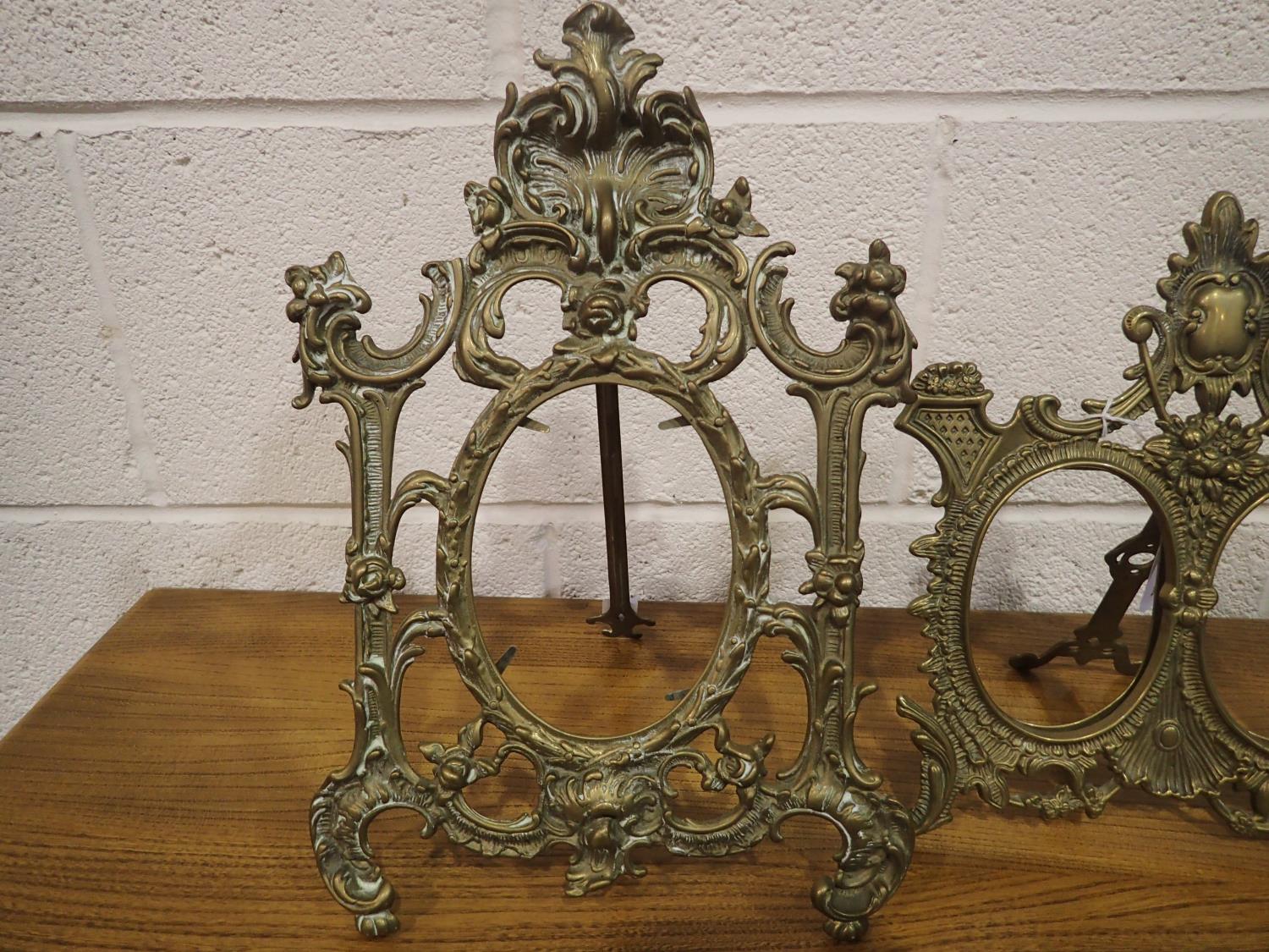 Two ornate brass photograph frames. UK P&P Group 2 (£20+VAT for the first lot and £4+VAT for - Image 2 of 3