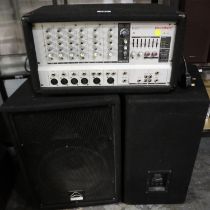 Pair of Wharfedale speakers with a Phonic 620 mixer. All electrical items in this lot have been