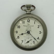 Chrome Sesqui-Centennial crown wind pocket watch for the 1926 Philadelphia exposition. UK P&P