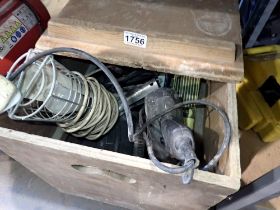 Large quantity of electrical tools in a wooden box. Not available for in-house P&P