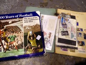 Collection of stamps and 100 years of football medals. UK P&P Group 1 (£16+VAT for the first lot and