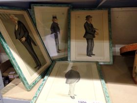 Four framed Vanity Fair prints, signed Spy. Not available for in-house P&P