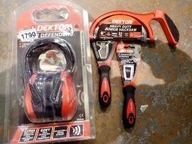Dekton ear defenders, saw and scrapers. Not available for in-house P&P