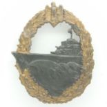 Third Reich Kriegsmarine Destroyer Badge. Maker S.H u & Co. UK P&P Group 2 (£20+VAT for the first