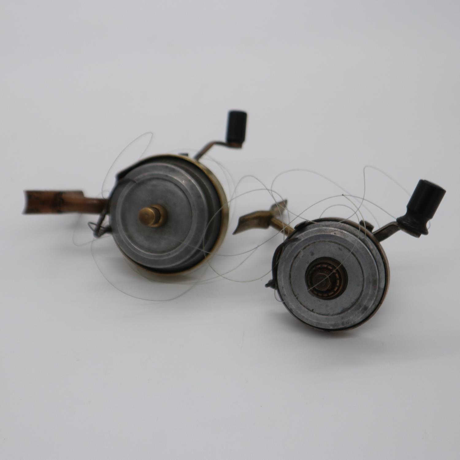 Two vintage brass reels. UK P&P Group 1 (£16+VAT for the first lot and £2+VAT for subsequent lots) - Image 2 of 2