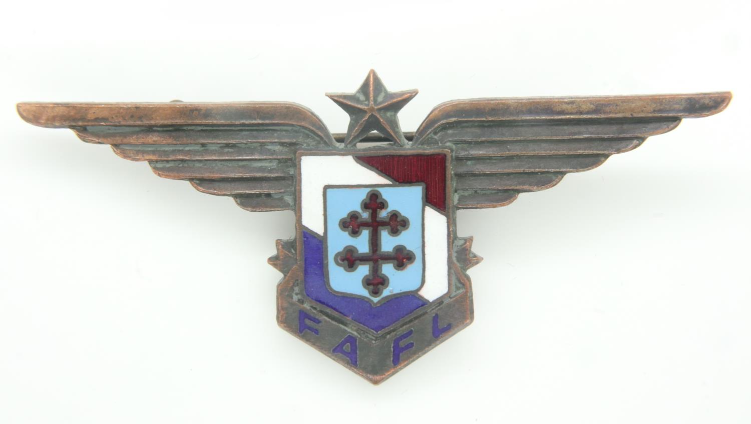 WWII Free French Airforce Badge with serial no on the rear, UK P&P Group 2 (£20+VAT for the first