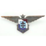 WWII Free French Airforce Badge with serial no on the rear, UK P&P Group 2 (£20+VAT for the first