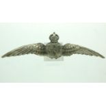 WWI British Royal Flying Corps Officers Silver Pilots Wings. UK P&P Group 2 (£20+VAT for the first