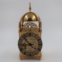 Brass lantern clock by J.M Wild of Sheffield, marked No. 2, H: 30 cm. Not available for in-house P&P