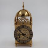 Brass lantern clock by J.M Wild of Sheffield, marked No. 2, H: 30 cm. Not available for in-house P&P