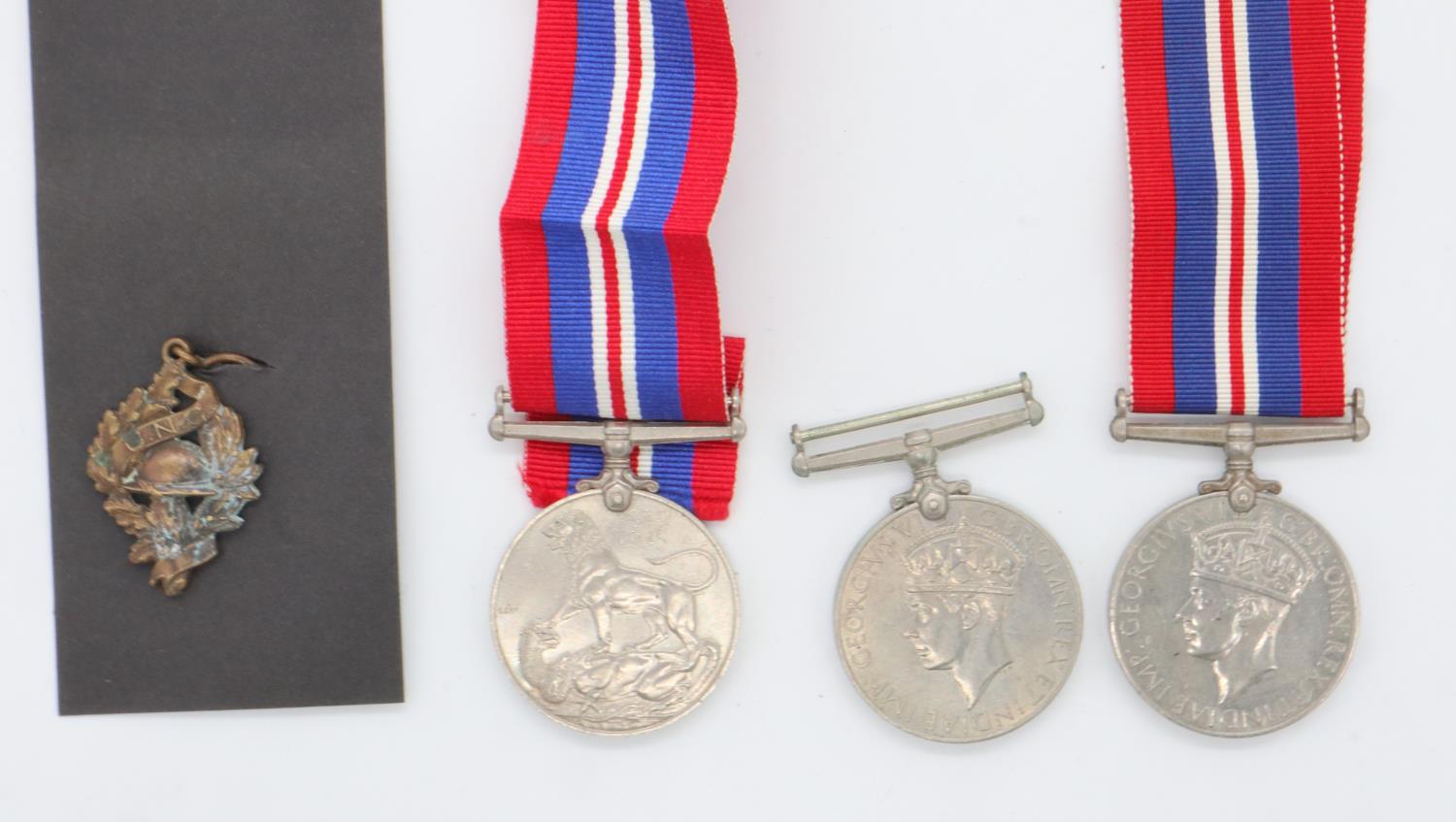 WWI French Veterans badge UNC, with three British WWII war medals. UK P&P Group 1 (£16+VAT for the