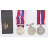 WWI French Veterans badge UNC, with three British WWII war medals. UK P&P Group 1 (£16+VAT for the