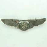 WWII US Army Air Force Silver Crew Brevet Wings. Made by Wallace Bishop, Brisbane Australia. UK P&