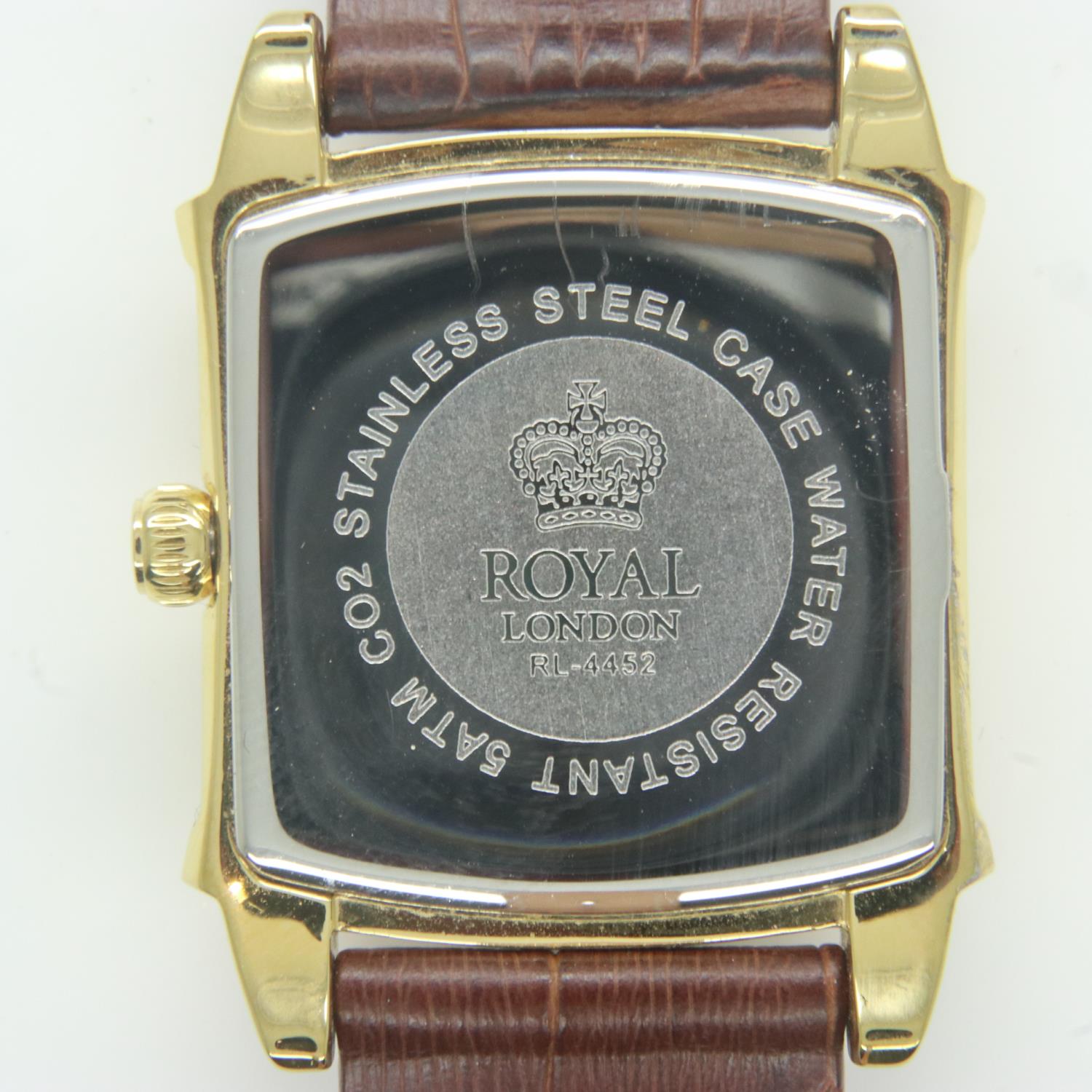 Boxed gents wristwatch, new old stock, with leather strap. UK P&P Group 1 (£16+VAT for the first lot - Image 2 of 2