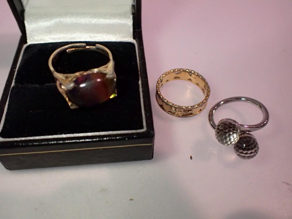 Three rings, including a Sarah Coventry example. UK P&P Group 1 (£16+VAT for the first lot and £2+