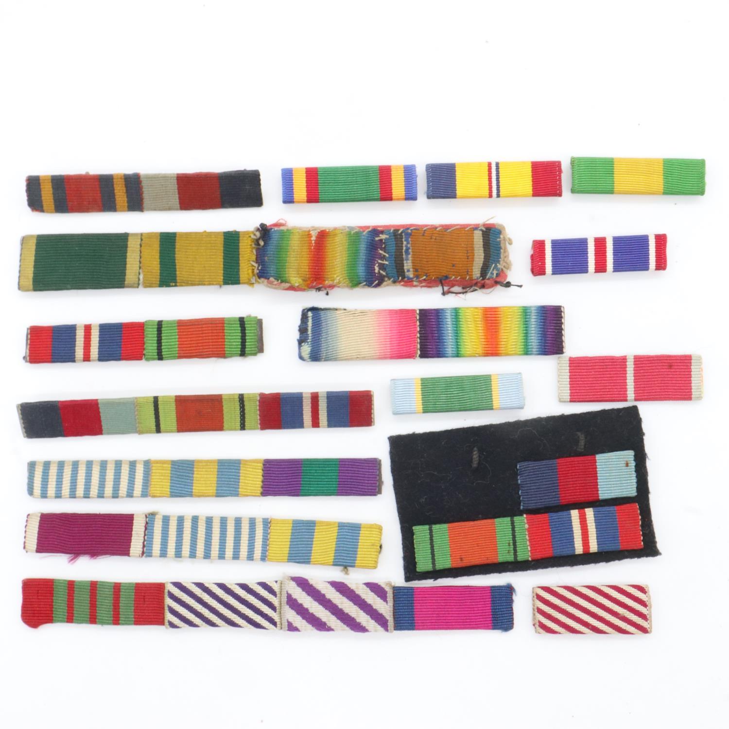 Mixed British WWI and later ribbon bars, including DFC, DFM, MBE etc. UK P&P Group 1 (£16+VAT for