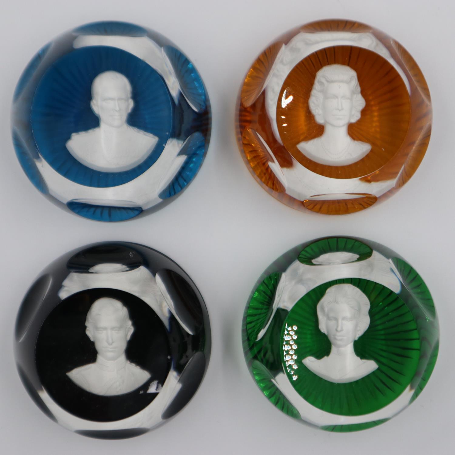 Four The Royal Cameos crystal paperweights. UK P&P Group 3 (£30+VAT for the first lot and £8+VAT for