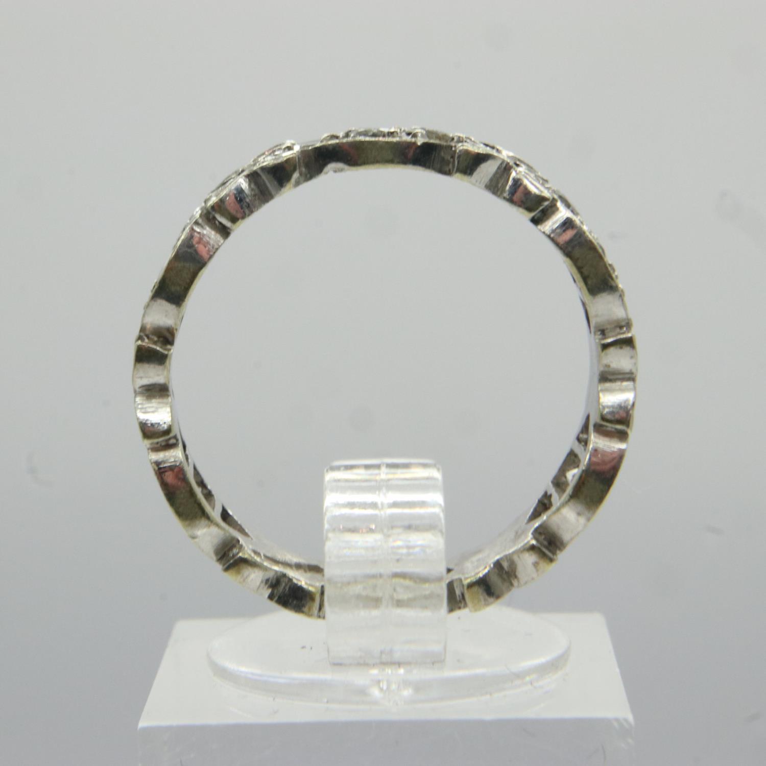 9ct white gold stone set eternity ring, size N, 3.0g. UK P&P Group 0 (£6+VAT for the first lot - Image 2 of 3