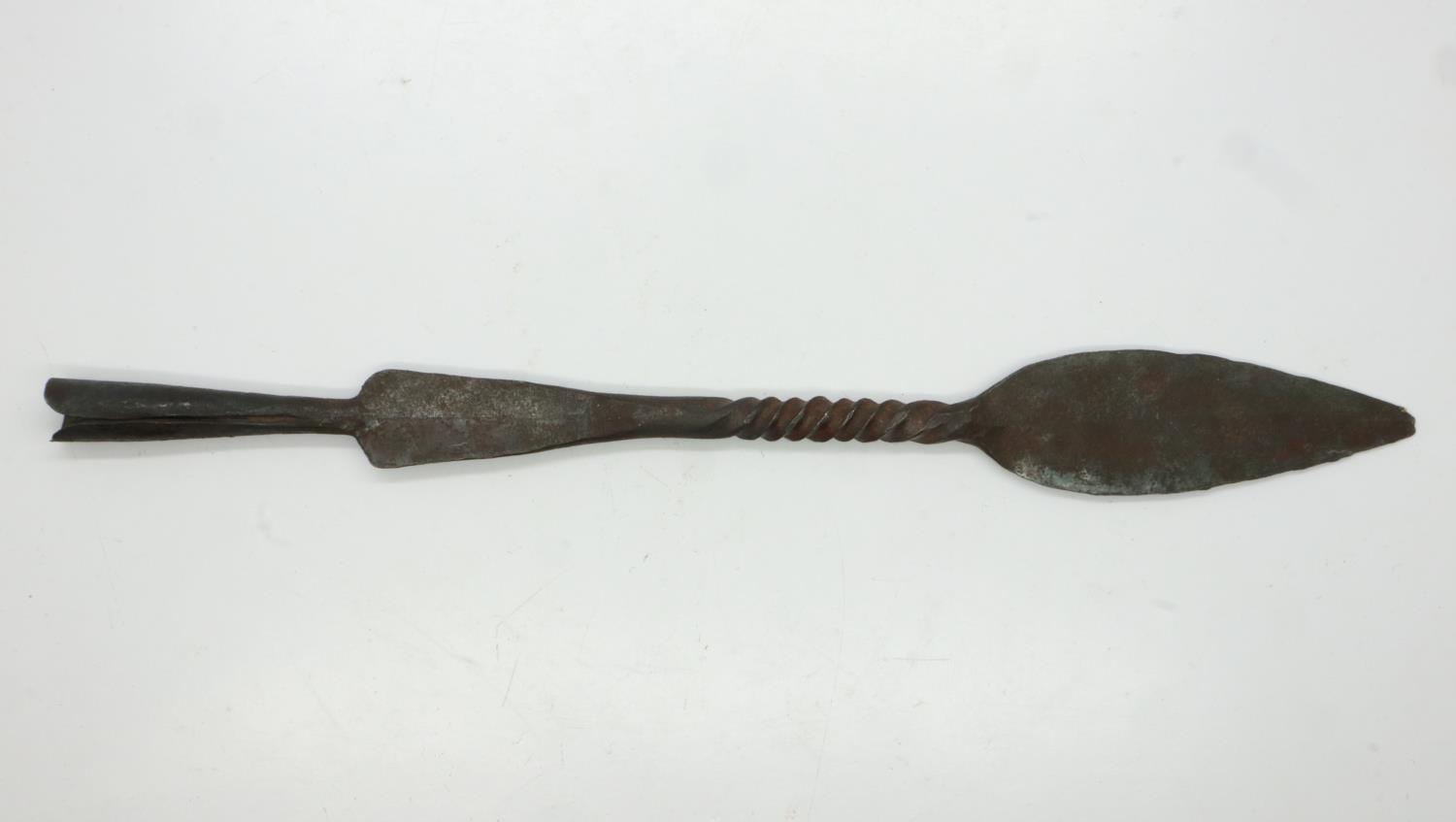 19th century African spear blade. UK P&P Group 1 (£16+VAT for the first lot and £2+VAT for - Image 2 of 2