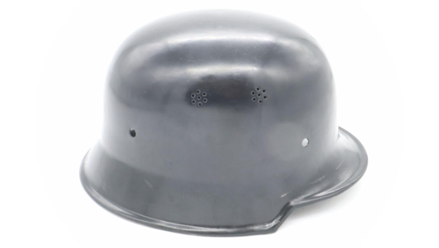 German WWII period Luftschutz enamelled steel helmet with liner, together with a later replica SA - Image 5 of 7